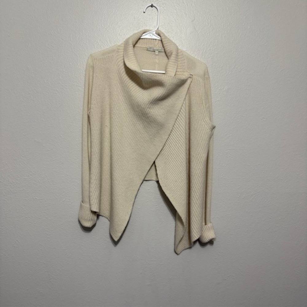 Naked Cashmere Women's Ivory 100% Cashmere Asymmetric Wrap Cardigan Sweater S